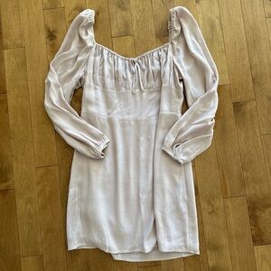 aritzia sunday best light purple / pink mini dress with long sleeves